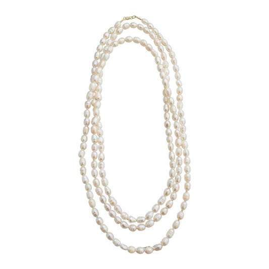 Gargantilha de Pérolas Barrocas Nylon com Fecho em Ouro Amarelo 18K-750