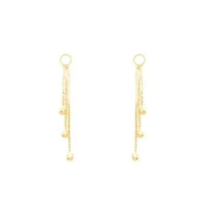 Par de Franja em Veneziana Tripla com Bolinhas Nas Pontas em Ouro Amarelo 18K-750