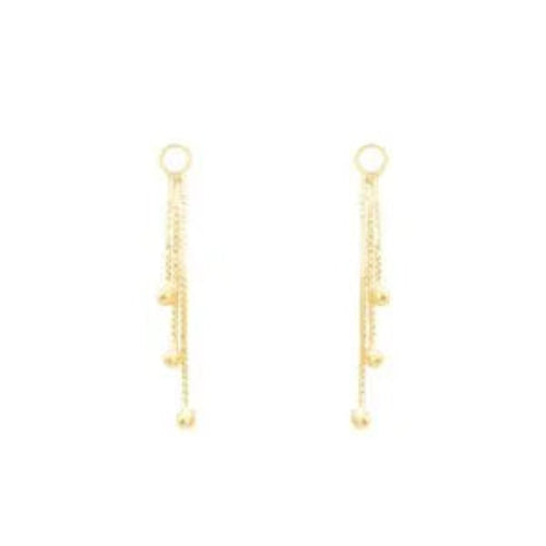 Par de Franja em Veneziana Tripla com Bolinhas Nas Pontas em Ouro Amarelo 18K-750