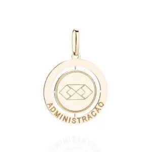 Pingente Medalha Administração Ouro Amarelo 18K